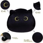 Black Cat Plush Toy, 7.8" Cute Pluhies Cat Stuffed Animal Soft Plush Doll Kwaii Cat Shaped Design Sofa Dolls Pillows for Boys Girls - Image 4