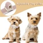 Cotton Hemp Dog Collar Adjustable, Pink Dog Collar Soft Natural Fabric with Quick Release, Cute Wedding Puppy Necklace for Small Medium Large Dog, Pink-S - Image 4