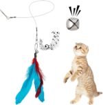 Feather Teaser Cat Toy, 2PCS Retractable Cat Wand Toys and 10PCS Replacement Teaser with Bell Refills, Interactive Catcher Teaser and Funny Exercise for Kitten or Cats - Image 5