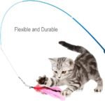 Feather Teaser Cat Toy, 2PCS Retractable Cat Wand Toys and 10PCS Replacement Teaser with Bell Refills, Interactive Catcher Teaser and Funny Exercise for Kitten or Cats - Image 6