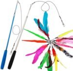 Feather Teaser Cat Toy, 2PCS Retractable Cat Wand Toys and 10PCS Replacement Teaser with Bell Refills, Interactive Catcher Teaser and Funny Exercise for Kitten or Cats - Image 8