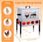 100LBS Large Capacity Automatic Chicken Feeder, Heavy-Duty Metal Feeder Box with 10 Feeding Ports, Anti-Waste Design, Height-Adjustable Legs & Secure Locking Lid for Chickens, Ducks & Poultry - Image 3