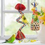 Bird Toys Rope Perch with Bell Colorful Bird Chewing Shredding Foraging Toys Parrot Swing Climbing Standing Hanging Toys Cage Accessories for Conure Cockatiel Budgies Lovebird - Image 3