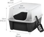 IRIS USA Large Cat Litter Box with Scoop, Open Top High Sided Cat Litter Pan for Indoor Cats, Easy Clean, Durable Plastic, Black - Image 3