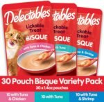 Delectables Lickable Treat Bisque Wet Cat Treat Variety Pack, Cat Stew Food Topper and Treats for Cats, Smooth & Creamy Treat, High Moisture, Grain-Free, No Added Fillers, 1.4oz Pouch, 30 Count - Image 4