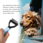 Dog Brush, Dematting and Shedding Brush, Undercoat Rake Comb for Dogs and Cats, Pet Grooming Tool with Double Sided for Removes Knots and Tangled Hair, Blue - Image 3