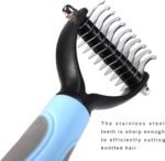Dog Brush, Dematting and Shedding Brush, Undercoat Rake Comb for Dogs and Cats, Pet Grooming Tool with Double Sided for Removes Knots and Tangled Hair, Blue - Image 8