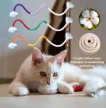 Bent Cat Rope Toy, Pet Chew Toys, Interactive Tease Toys for Cats and Kittens, Bite-Proof Playthings, Cotton Rope Kitten Toys Dental Care Stress Relief Pet Supplies (Extra Large 3 Pack) - Image 3