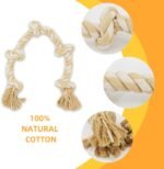Bmag Dog Rope Toys for Aggressive Chewers, Interactive Heavy Duty Dog Toys for Medium Large Dogs, Tough Twisted Rope Toy with 5 Knots(Beige) - Image 3