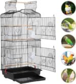 Yaheetech 41" Portable Hanging Medium Size Bird Cage for Small Parrots Cockatiels Sun Quaker Parakeets Green Cheek Conures Finches Canary Budgies Lovebirds Travel Bird Cage, Black - Image 9