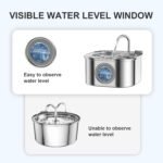 Cat Drinking Bowl：VinDox 108oz/3.2L Pet Water Bowl Stainless Steel, Dog Water Dispenser, Automatic Cat Drinking Bowl with Level Window, Quiet Pump, for Multiple Pets - Image 4