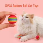 10PCS 1.4" Rainbow Cat Toy Balls, Soft EVA Foam Balls for Cats, Kitten Activity Chase Play Foam Rainbow Ball Interactive Cat and Dog Toy - Image 3