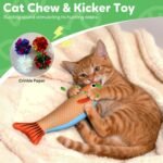 Catnip Toys Saury Fish, Cat & Kitten Chew Kicker Interactive Crinkle Toys for Bored Indoor Adult Cats & Kitten, Cat Gifts Teething Toys Soft and Durable for All Breeds - Image 4