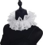 Vintage Victorian Ruffled Collar & Cuff Set, Lace Gloves, Detachable Clown Neck Accessory for Halloween or Costume Party - Image 8