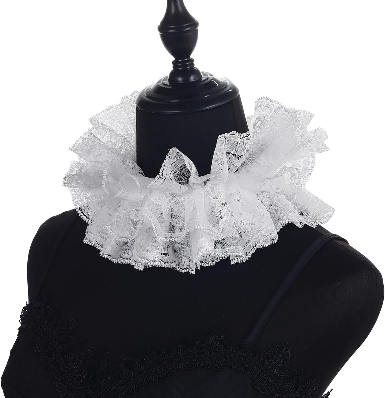 Vintage Victorian Ruffled Collar & Cuff Set, Lace Gloves, Detachable Clown Neck Accessory for Halloween or Costume Party - Image 8