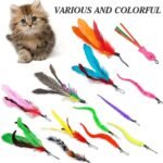 12 Pcs Cat Feather Toy, Feather Refills Set, Cat Teaser Retractable with Beads Bells, Fish Toy Retractable Cat Wand Toys Interactive Cat Toys for for Indoor Cats Exercising Kitten Toys - Image 6