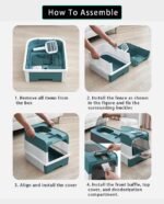 Large Cat Litter Box 49x35x37cm w/Scoop,Drawer Bottom Easy Cleaning,Odor Resistant,Flip-top Lid,Detachable Housebreaking Enclosure Supplies,Multiple Indoor Cats Kitty Kitten (Blue) - Image 4