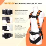 Fall Protection Premium Safety Harness with Shock Absorbing Lanyard, Roofing Constructio Harness, Vented & Padded Shoulder, Legs & Back - Upgrade 4 Quick Buckles(Orange) - Image 3