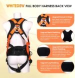 Fall Protection Premium Safety Harness with Shock Absorbing Lanyard, Roofing Constructio Harness, Vented & Padded Shoulder, Legs & Back - Upgrade 4 Quick Buckles(Orange) - Image 4