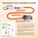 Fall Protection Premium Safety Harness with Shock Absorbing Lanyard, Roofing Constructio Harness, Vented & Padded Shoulder, Legs & Back - Upgrade 4 Quick Buckles(Orange) - Image 6