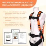 Fall Protection Premium Safety Harness with Shock Absorbing Lanyard, Roofing Constructio Harness, Vented & Padded Shoulder, Legs & Back - Upgrade 4 Quick Buckles(Orange) - Image 8