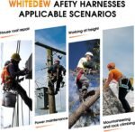 Fall Protection Premium Safety Harness with Shock Absorbing Lanyard, Roofing Constructio Harness, Vented & Padded Shoulder, Legs & Back - Upgrade 4 Quick Buckles(Orange) - Image 9