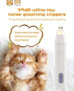 Professional Cordless Dog & Cat Grooming Clippers with LED Indicator - Quiet Electric Pet Hair Trimmer for Small Animals(White) - Image 4