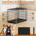 Yaheetech 36 inch Double Door Dog Crate w/Divider for Puppy, Collapsible Metal Dog Kennel with Removable Tray, Portable Travel Cage, Black - Image 3
