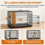 Yaheetech 36 inch Double Door Dog Crate w/Divider for Puppy, Collapsible Metal Dog Kennel with Removable Tray, Portable Travel Cage, Black - Image 7