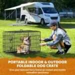 Yaheetech 36 inch Double Door Dog Crate w/Divider for Puppy, Collapsible Metal Dog Kennel with Removable Tray, Portable Travel Cage, Black - Image 9