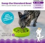 Catstages Kitty Slow Feeder Cat Bowl for Wet or Dry Cat Food, Helps Prevent Bloat & Improve Digestion, Non-Slip, BPA-Free, Small, Green - Image 4