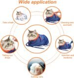 Breathable Mesh Anti Scratch Adjustable Cat Grooming Bag for Nail Trimming, Bathing - Polyester Soft Cat Washing Bag (Blue-Orange) - Image 5