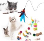 MIBOTE 28Pcs Cat Toys Kitten Toys Assorted, Cat Tunnel Catnip Fish Feather Teaser Wand Fish Fluffy Mouse Mice Balls and Bells Toys for Indoor Cat Puppy Kitty Interactive Cat Toy Set - Image 3