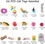 MIBOTE 28Pcs Cat Toys Kitten Toys Assorted, Cat Tunnel Catnip Fish Feather Teaser Wand Fish Fluffy Mouse Mice Balls and Bells Toys for Indoor Cat Puppy Kitty Interactive Cat Toy Set - Image 7