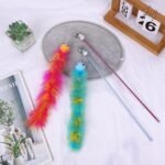 Andiker Cat Feather Toys, 2PCS Cat Wand Toys with Bell&Plush Balls, 12in Colourful Interactive Kitten Teaser Toy, Funny Interactive Cat Toys for Cat Indoor Playing Training (Red + Green) - Image 5