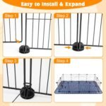 FHTONGE Large Guinea Pig Cage Habitat with 2 Pcs Waterproof Bedding, 8Sq Ft Guinea Pig Playpen with Mat, Metal Small Animal Playpen with Mat for Hamster Hedgehog Dwarf Rabbit (12 x Cage Panels) - Image 7