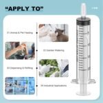 12PCS 20ML Plastic Sterile Syringe with Cap and Tubes 2*50cm Disposable Individual Wrap Syringe without Needles for Scientific Labs Feeding Pet Measuring Liquids and Glue Applicator - Image 7