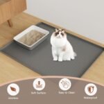 Cat Litter Mat Silicone Rubber, 80x56CM Pet Feeding Mat, Dog Cat Food Mat, Waterproof, Non-Slip, Spill-Proof Floor Protection, Easy to Clean, Multi-Use Mat for Litter Box, Feeding & Kitchen - Image 3