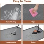 Cat Litter Mat Silicone Rubber, 80x56CM Pet Feeding Mat, Dog Cat Food Mat, Waterproof, Non-Slip, Spill-Proof Floor Protection, Easy to Clean, Multi-Use Mat for Litter Box, Feeding & Kitchen - Image 6