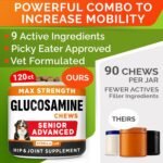 Senior Advanced Glucosamine for Dogs - Small + Large Breeds -Omega-3 Fish Oil - Chondroitin, MSM- Soft Chews for Older Dogs - Bacon Flavor - 120Ct - Image 4