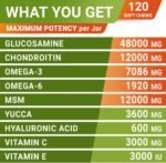 Senior Advanced Glucosamine for Dogs - Small + Large Breeds -Omega-3 Fish Oil - Chondroitin, MSM- Soft Chews for Older Dogs - Bacon Flavor - 120Ct - Image 9