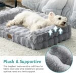 Faux Fur Orthopedic Dog Bed, Dog Bed for Medium Size, Pet Sofa with Removable Leak-Proof Cover, Washable U-Shaped Pet Couch with Anti-Slip Bottom, Grey L 36x27x6.5 inch - Image 5