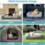 Faux Fur Orthopedic Dog Bed, Dog Bed for Medium Size, Pet Sofa with Removable Leak-Proof Cover, Washable U-Shaped Pet Couch with Anti-Slip Bottom, Grey L 36x27x6.5 inch - Image 8