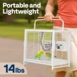 VIVOHOME 19 Inch Wrought Iron Bird Travel Carrier Cage for Parrots Conures Lovebird Cockatiel Parakeets White - Image 3