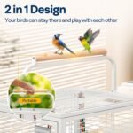 VIVOHOME 19 Inch Wrought Iron Bird Travel Carrier Cage for Parrots Conures Lovebird Cockatiel Parakeets White - Image 5