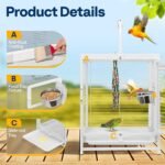 VIVOHOME 19 Inch Wrought Iron Bird Travel Carrier Cage for Parrots Conures Lovebird Cockatiel Parakeets White - Image 6