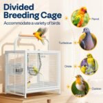 VIVOHOME 19 Inch Wrought Iron Bird Travel Carrier Cage for Parrots Conures Lovebird Cockatiel Parakeets White - Image 7