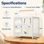 VIVOHOME 19 Inch Wrought Iron Bird Travel Carrier Cage for Parrots Conures Lovebird Cockatiel Parakeets White - Image 8