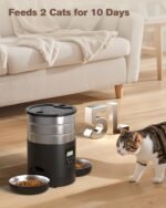 Automatic Cat Feeder 2 Cats: Stainless Steel Cat Food Dispenser with Double Bowls for Dry Food - 5L Timed Pet Feeder - Indoor Small Dog Food Dispenser with Dual Power and Button Control - Image 5