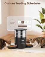 Automatic Cat Feeder 2 Cats: Stainless Steel Cat Food Dispenser with Double Bowls for Dry Food - 5L Timed Pet Feeder - Indoor Small Dog Food Dispenser with Dual Power and Button Control - Image 7